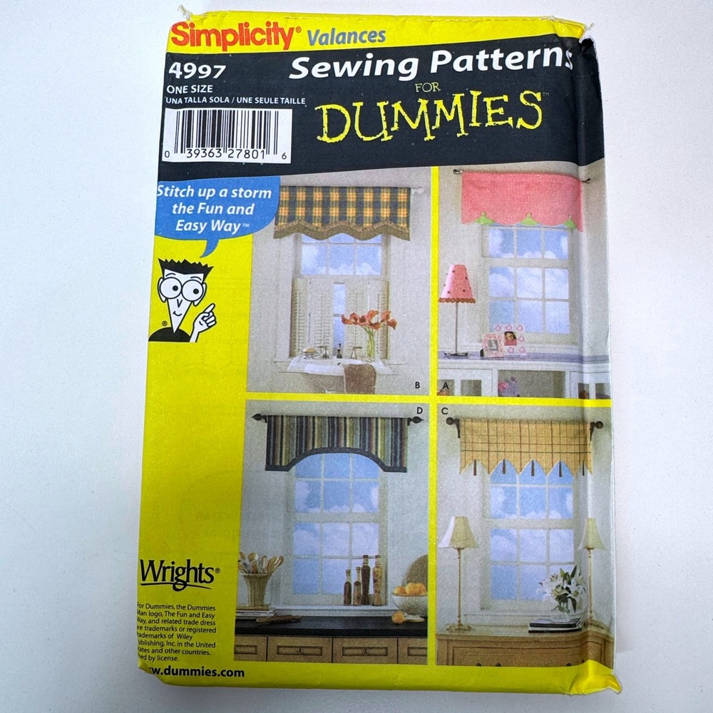 Simplicity 4997 Valances Window Treatment Uncut Sewing Pattern For Dummies